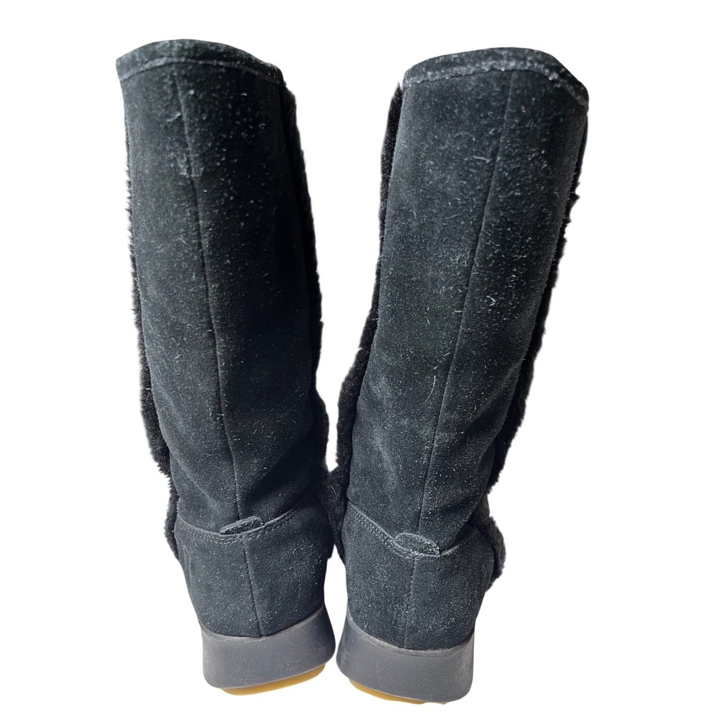 Nanuk Winter Boots Suede Faux Fur Embroidered Black Women 9 Boho Floral - Picture 6 of 10